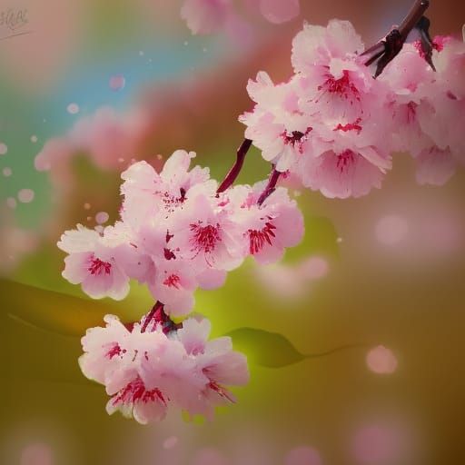 Hyperrealistic Cherry Tree Blossom in Splash Art Style