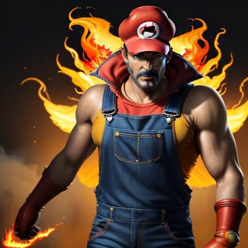 Devil Mario Concept Art in Hyper-Photorealistic Style