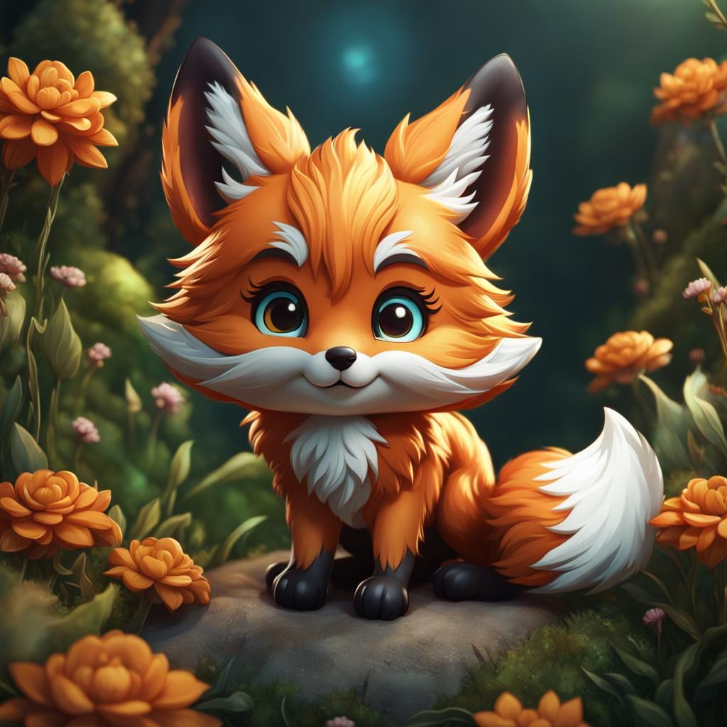 Cute Fox Chibi: Detailed Matte Painting