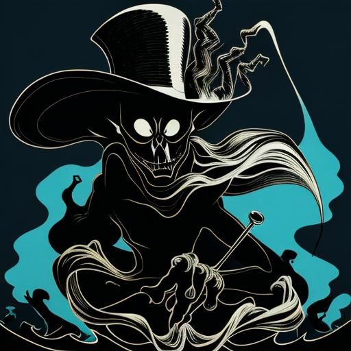 Creepy Shadow Monster Dancing: Minimalist Line Art