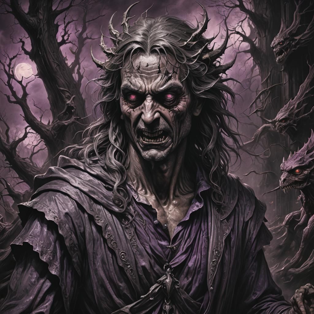 Sinister Figure Emerging from Darkness: Charcoal Drawing