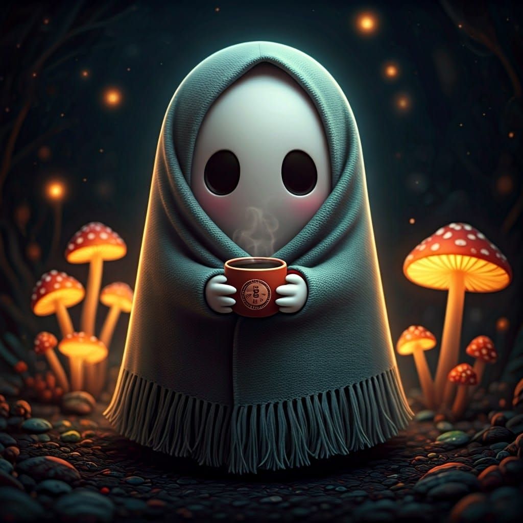 Ghost with Cocoa in Mystical Realm