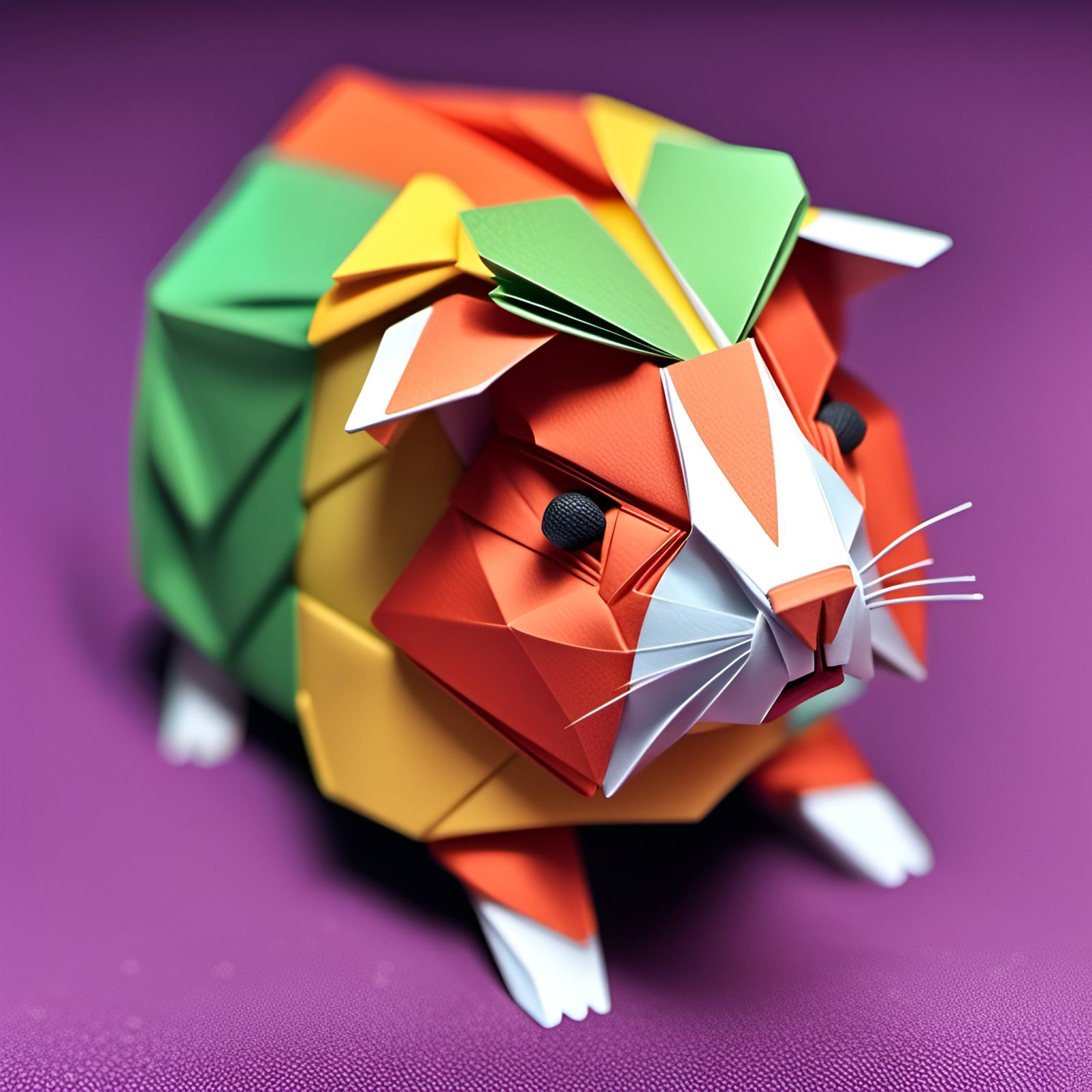 Intricate Origami Guinea Pig in Japanese Style