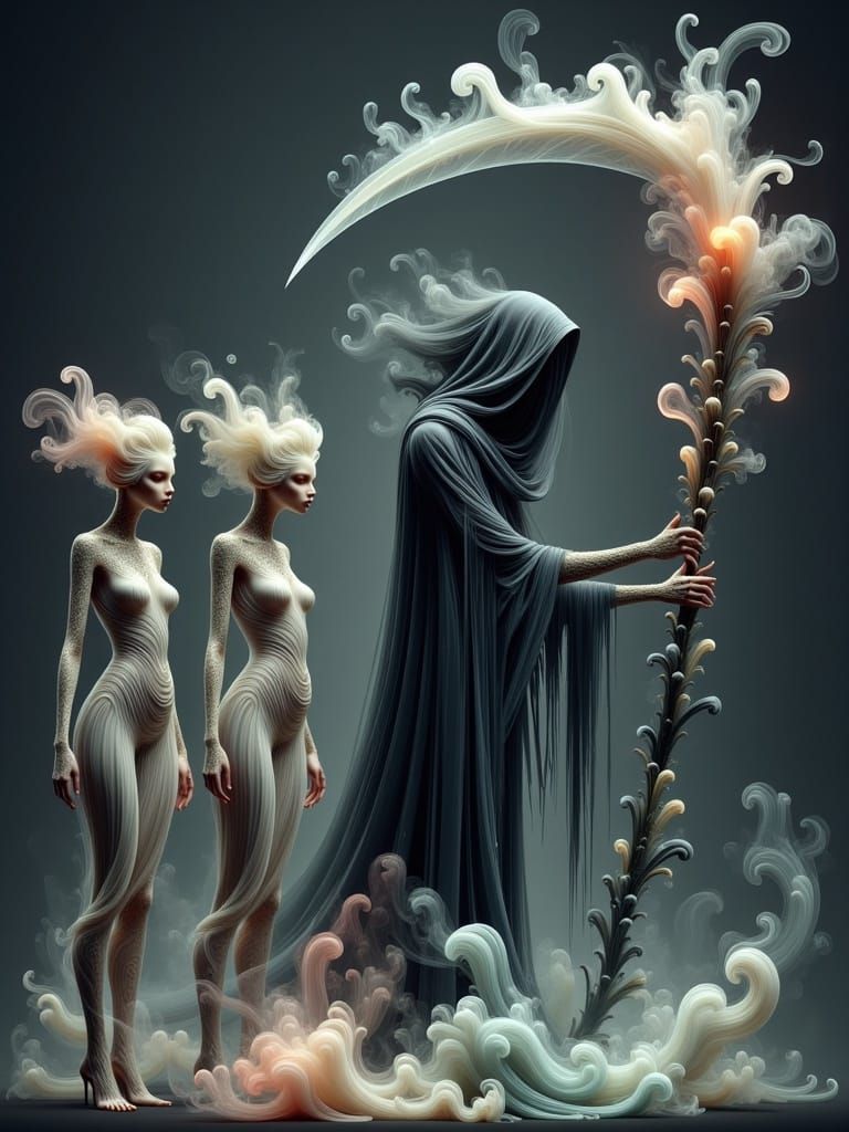 Aliens Watching Grim Reaper Soul Collection in Anime Style