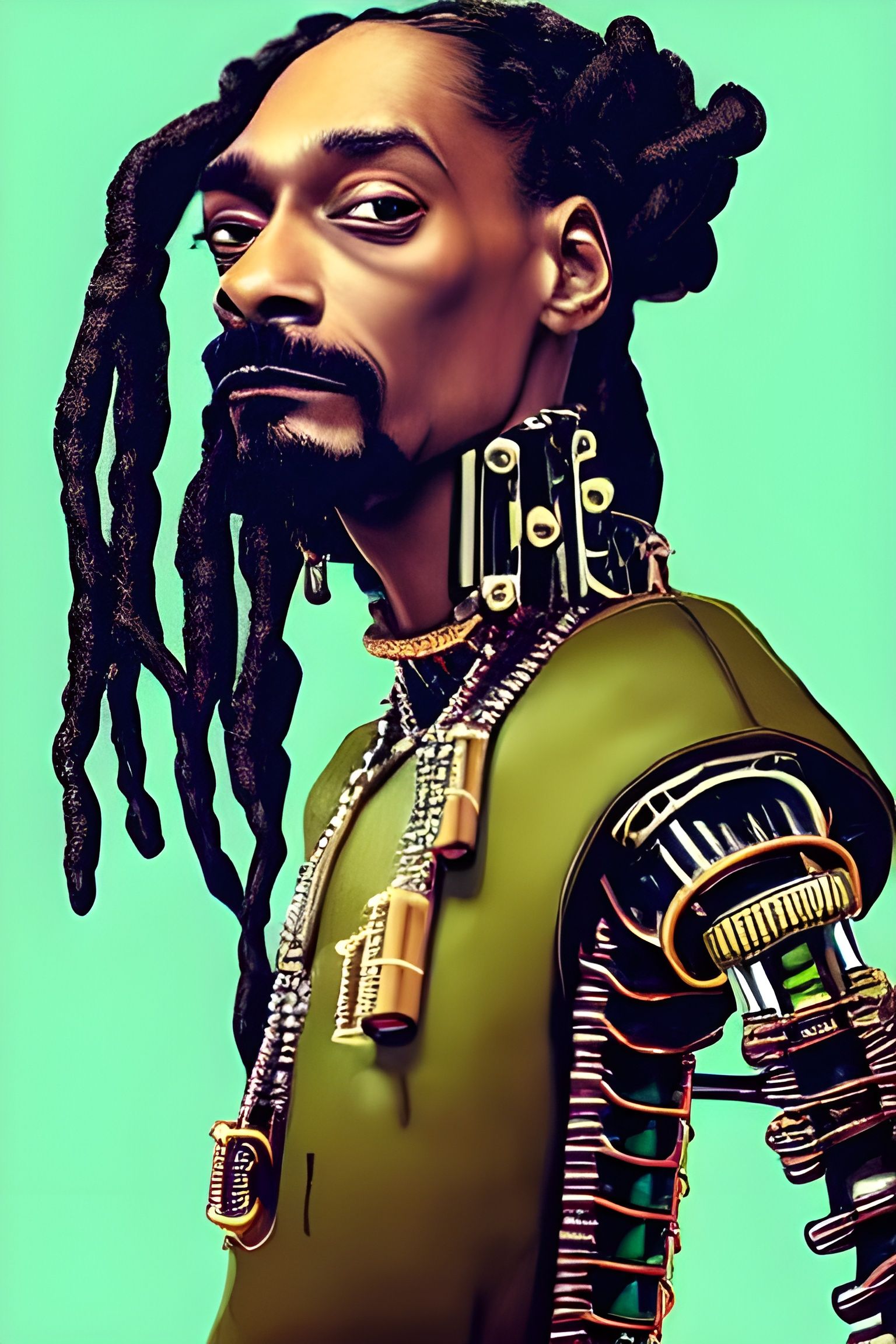 Steampunk Robot Snoop Dogg Portrait
