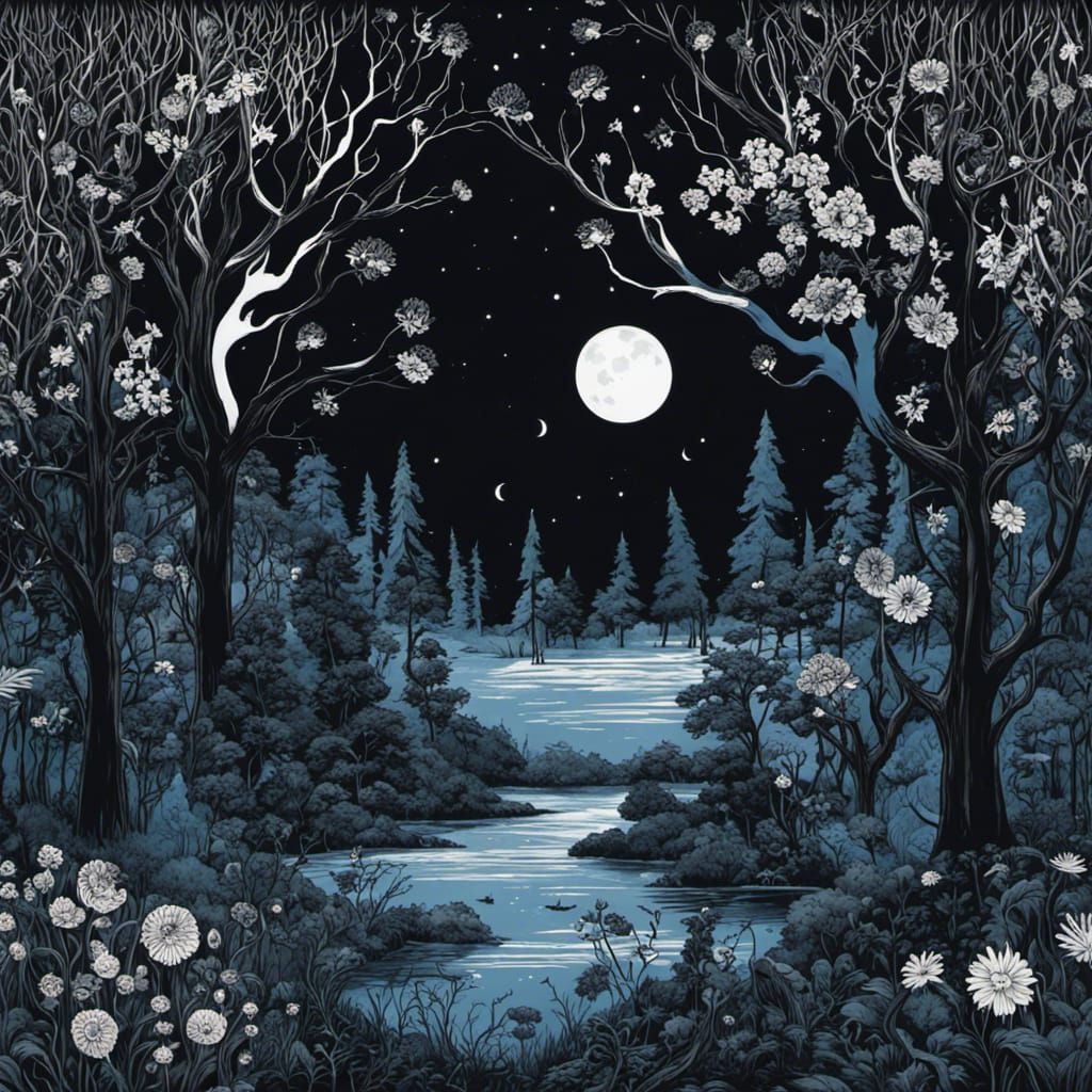 Eldritch Forest: A Gothic Masterpiece in Tim Burton Style