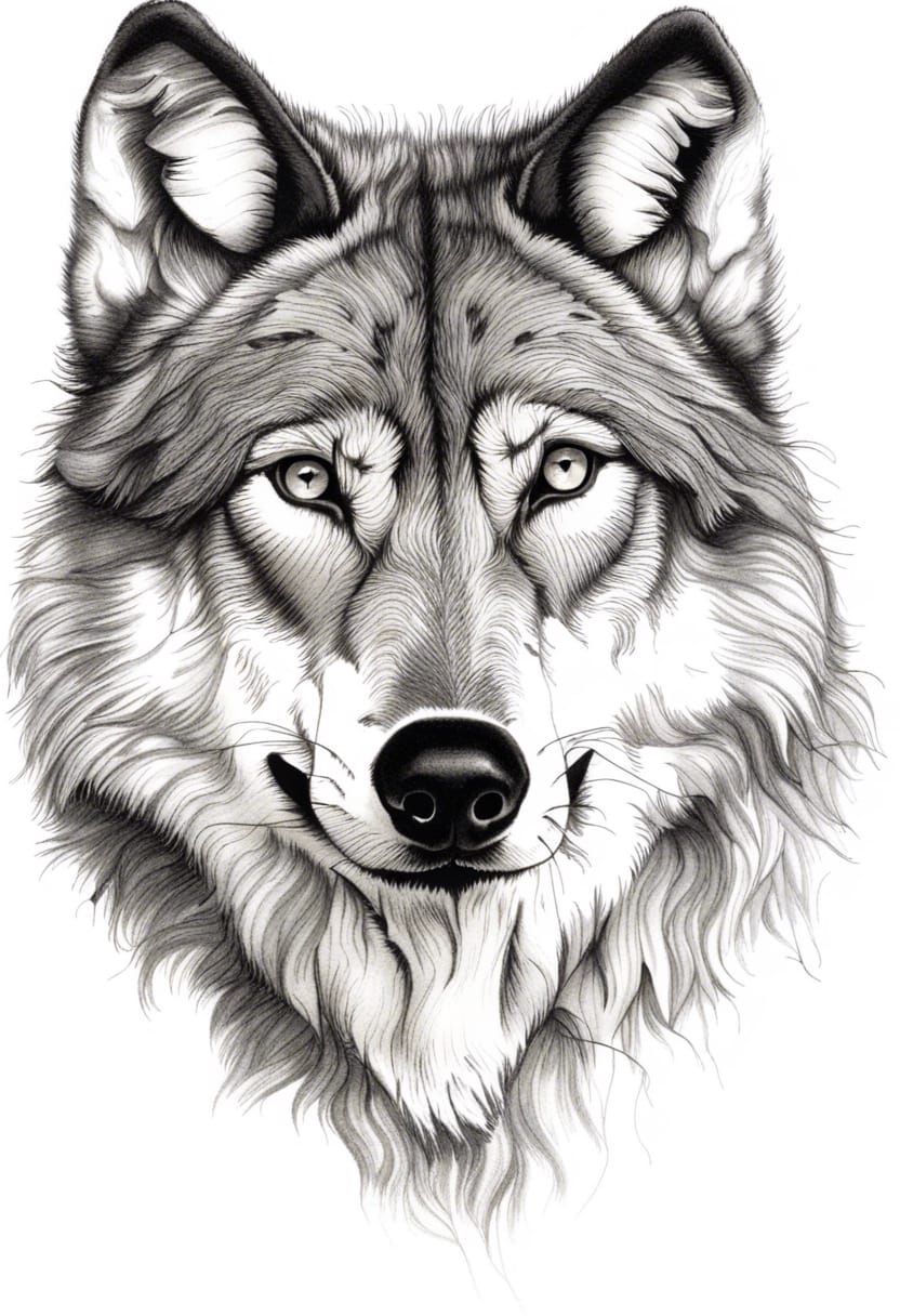 Charcoal Wolf Portrait