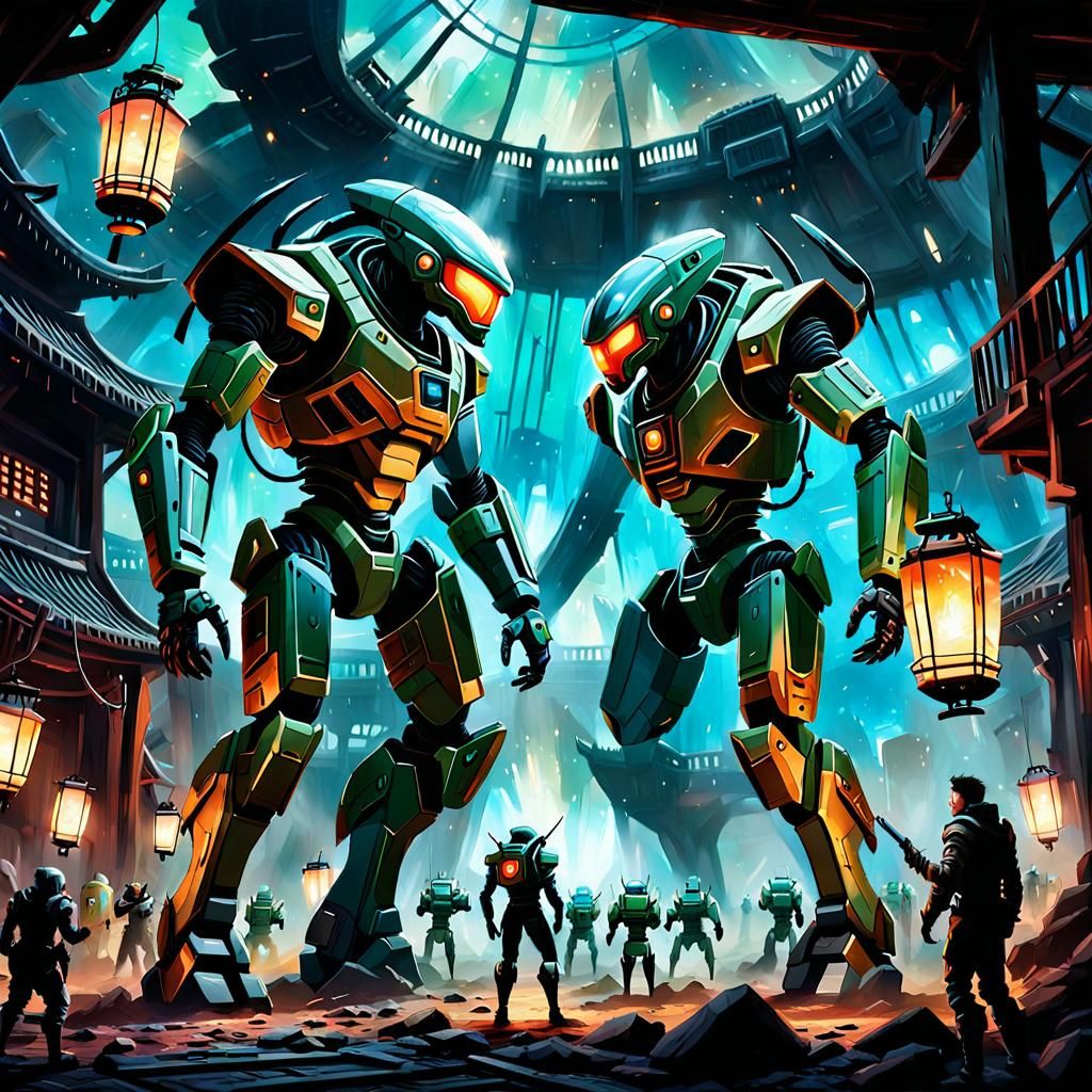 Mecha Cage Fight in Sci-Fi Alien Arena