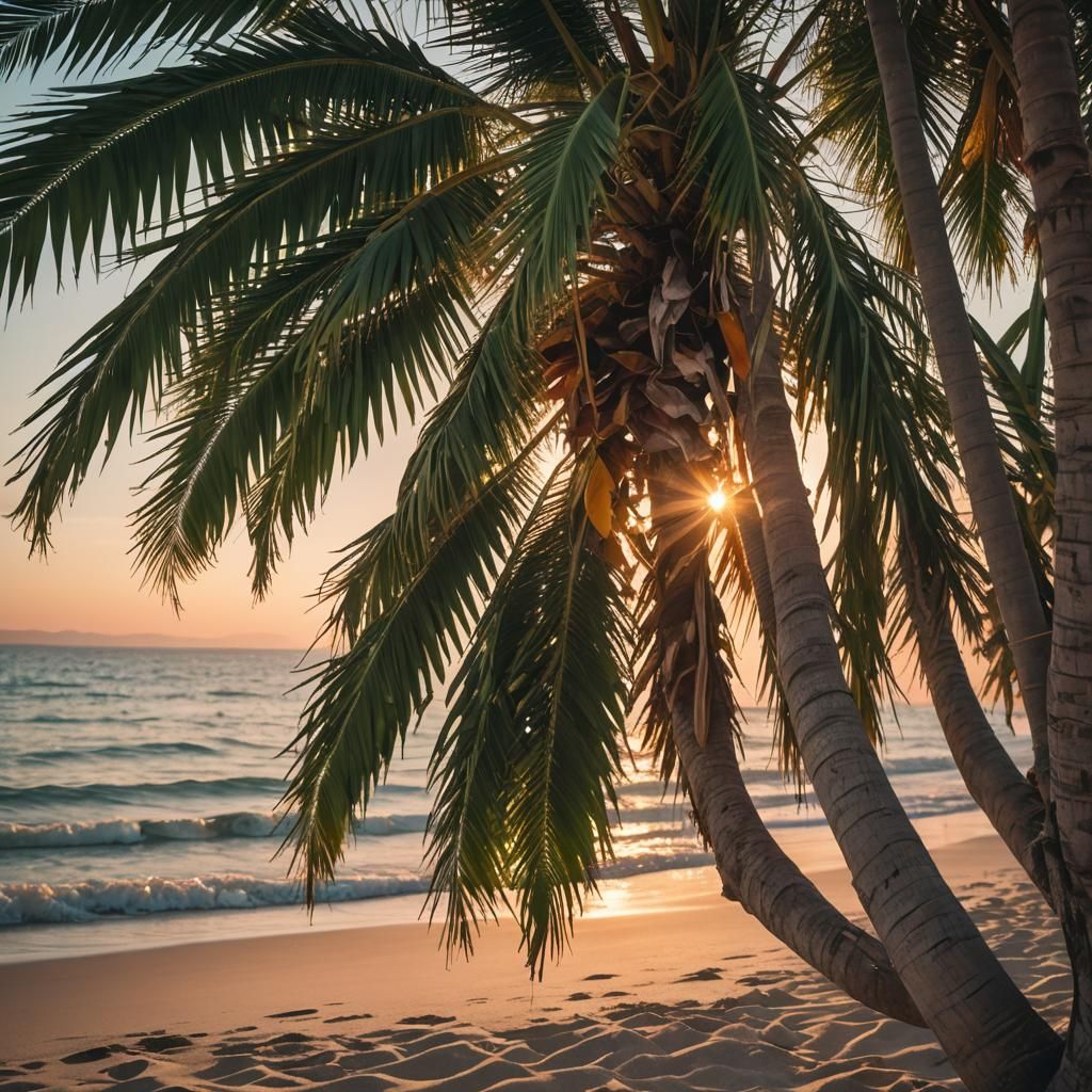 Sunset Palm: Cinematic Beach Photography