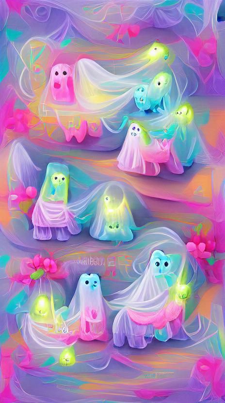 Luminous Neon Ghosts Digital Illustration