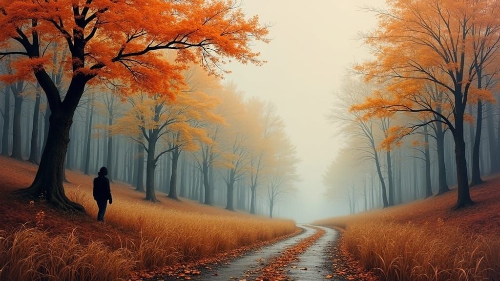 Surreal Autumn Landscape in Dark Fantasy Style