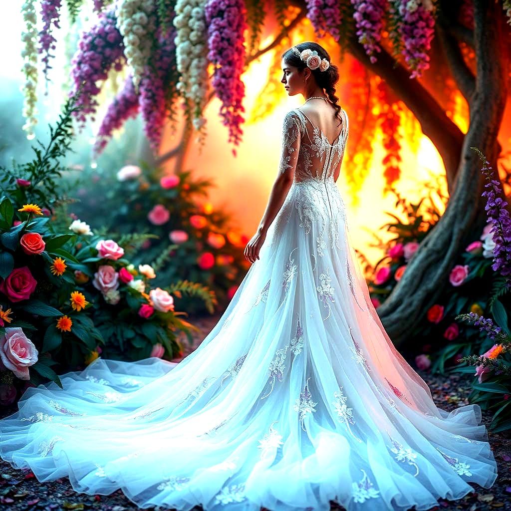 Breathtaking Boho Bride in a Dreamy Wedding Gown with Balloo...