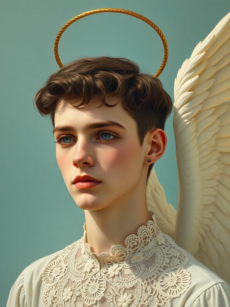 Celestial Angel Portrait in Art Nouveau Style