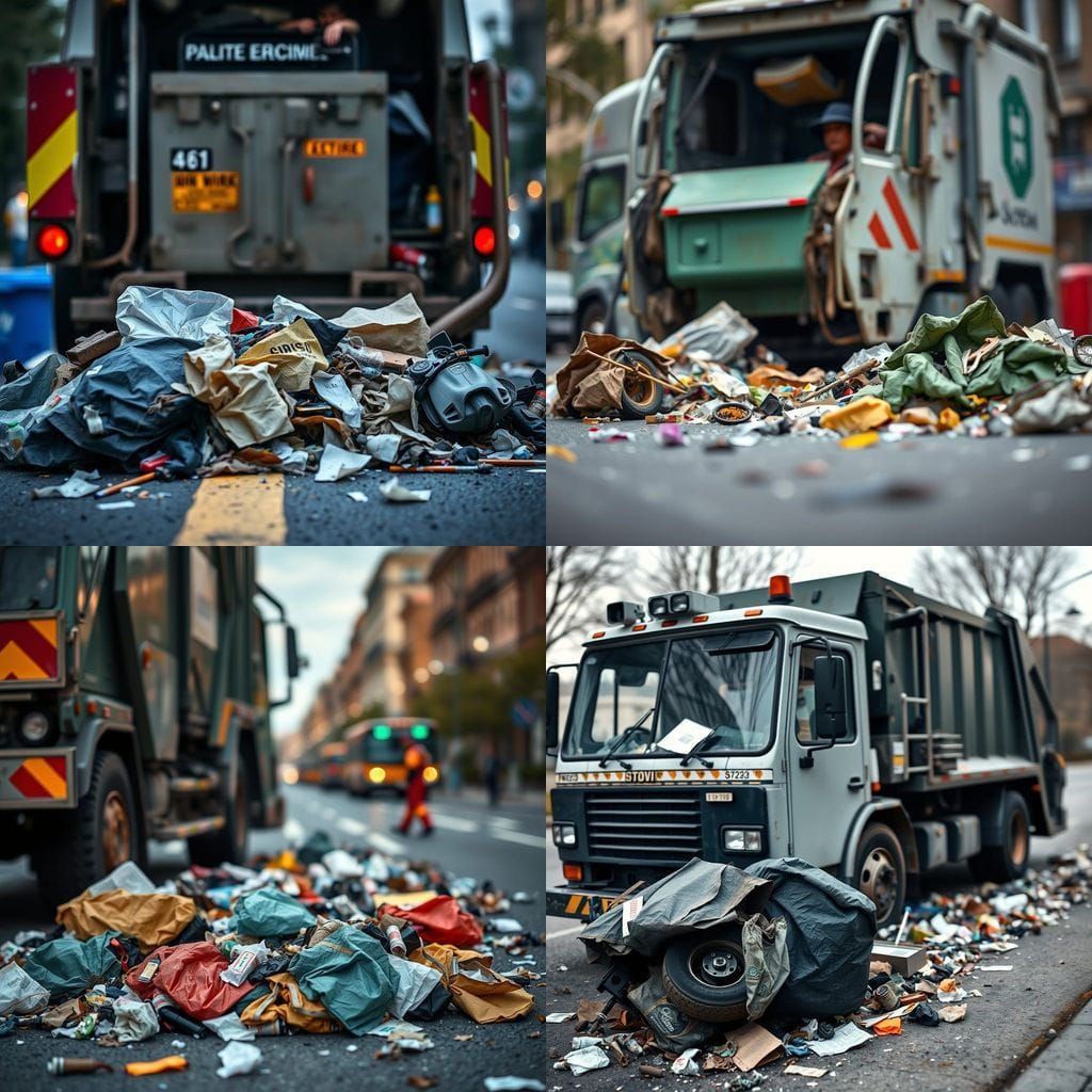 Garbage Truck Waste Spill: Professional Portrait Photography