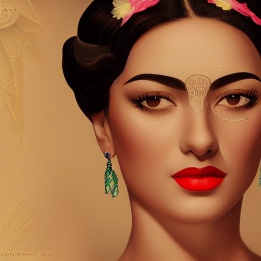 Elegant Mexican Woman Portrait in Digital Art Style