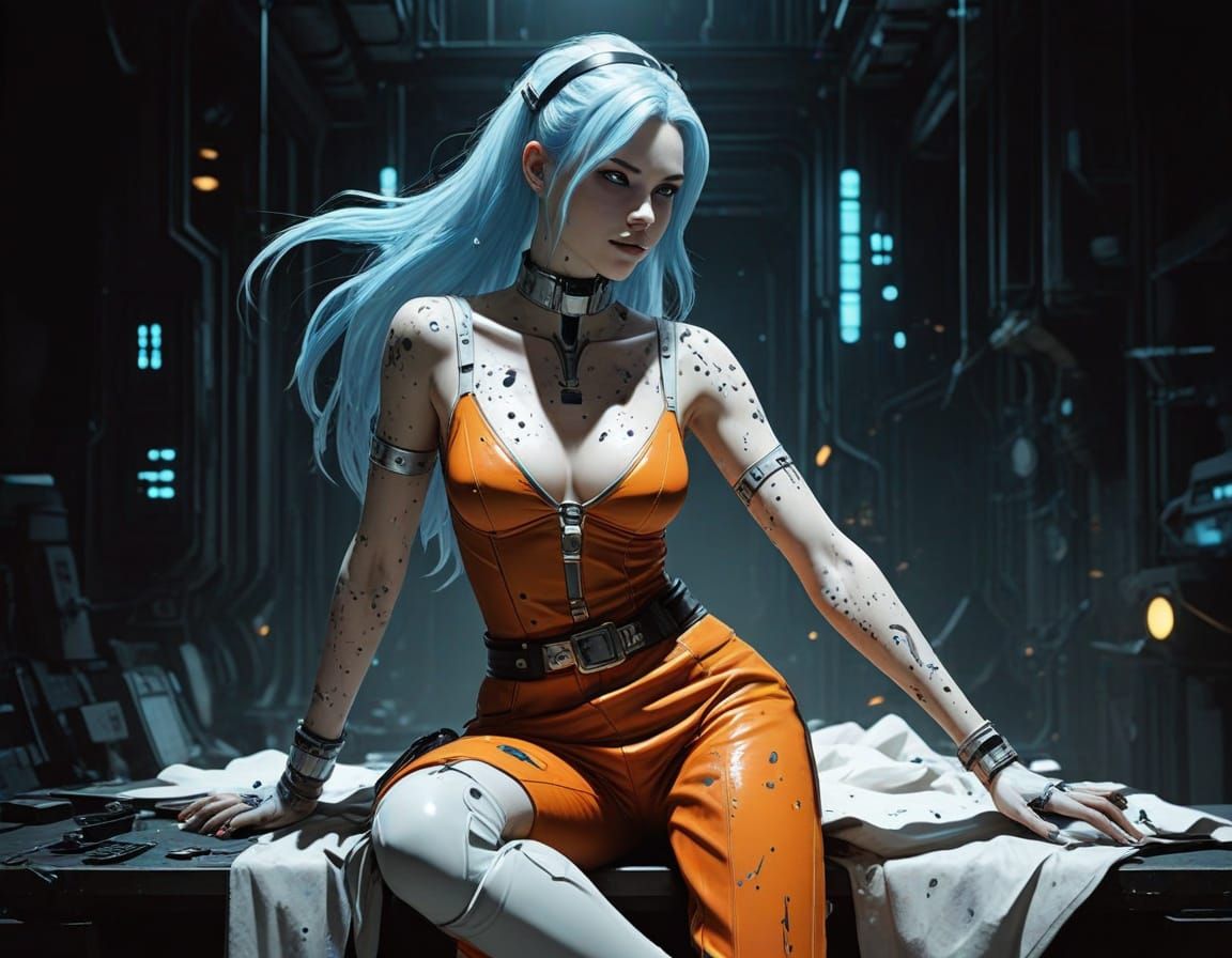 Cybernetic Science Fiction Scene in Arcane-Style Animation