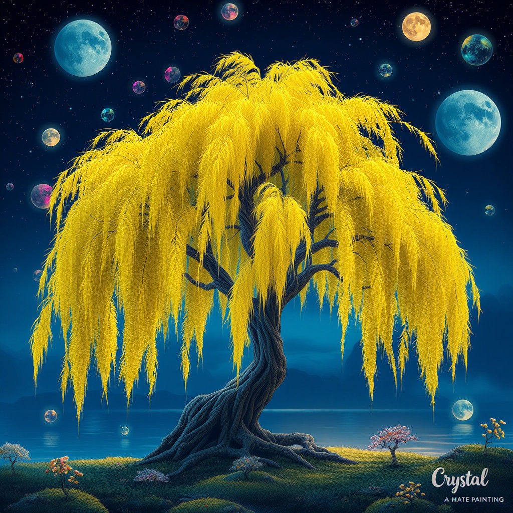 Dreamlike Weeping Willow in Fantasy Digital Art