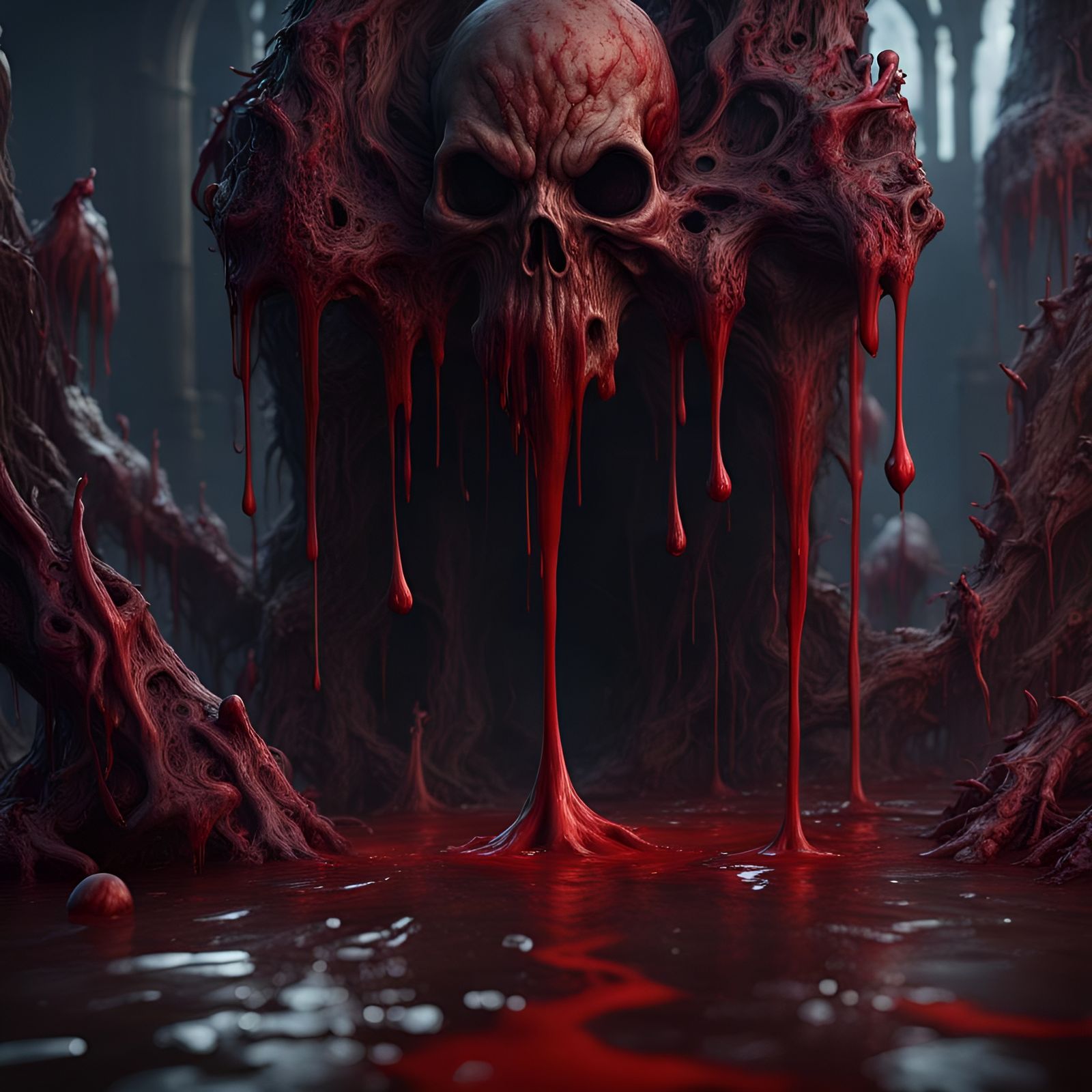 Blood Dripping: Dark Fantasy Matte Painting