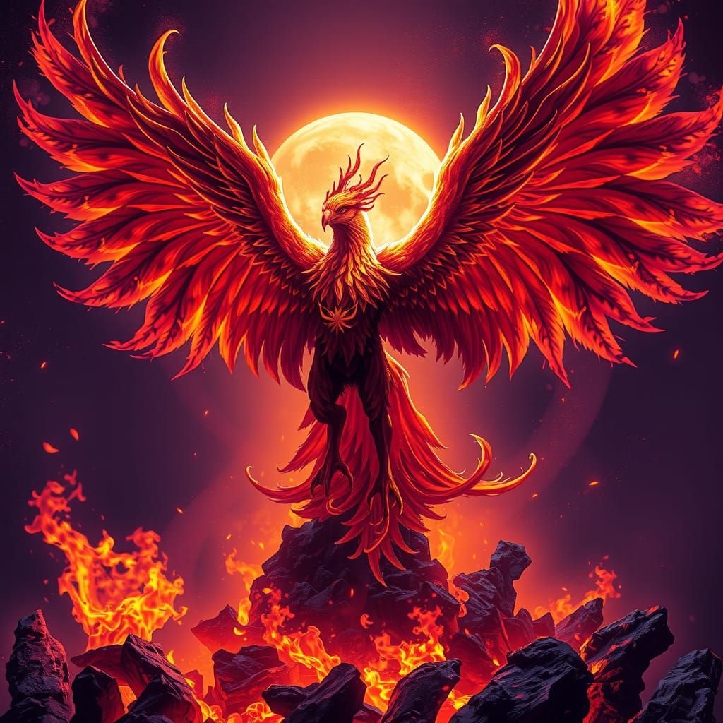 Dark Phoenix Rising: Fiery Fantasy Art