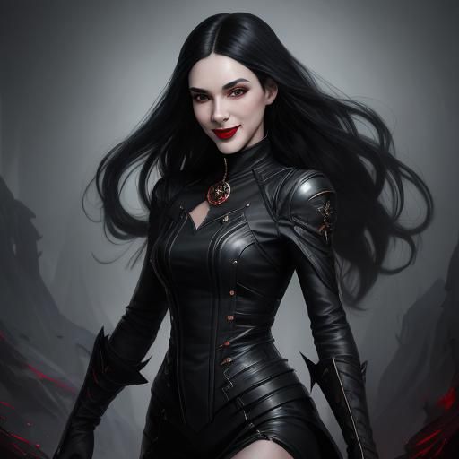Vampire Woman Portrait in Hyperdetailed Splash Art Style