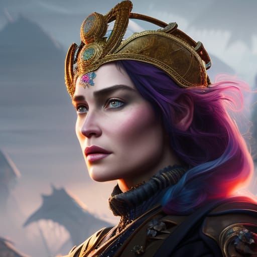 Athletic Pirate Queen Portrait in Dark Fantasy Style