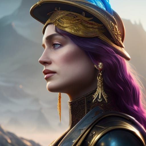 Athletic Pirate Queen Portrait in Dark Fantasy Style