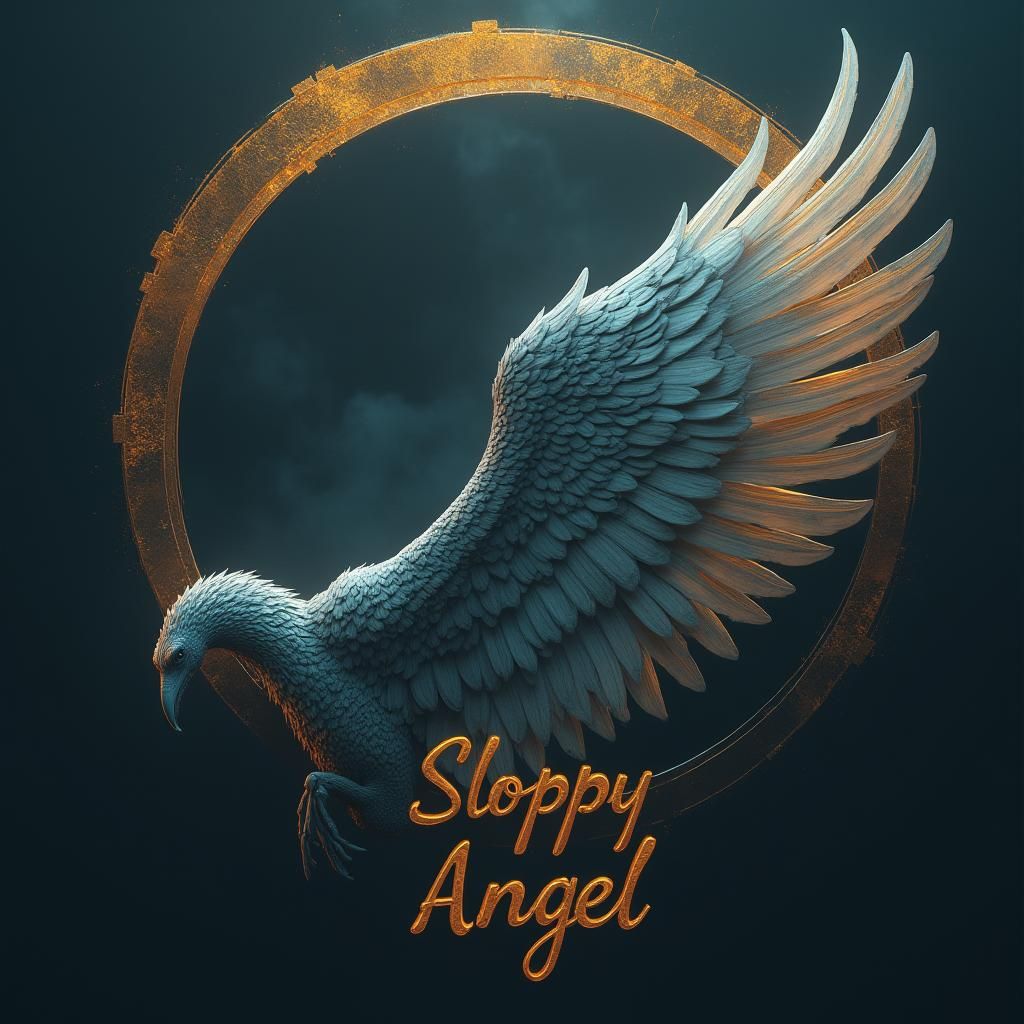 Majestic Wing with Halo in Futuristic Style