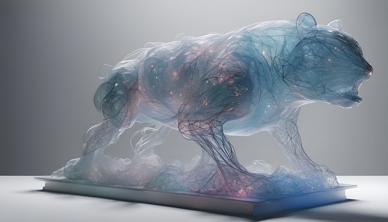 Colorful Geometric Animal Sculptures in Wireframes