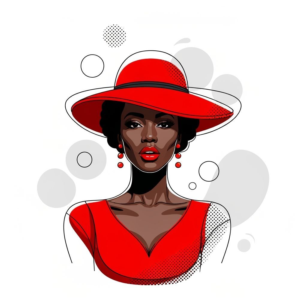 Elegant African American Woman Portrait in Halftone Style