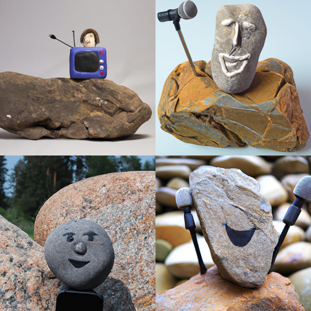 Stone Hosts a TV Show: AI Generated Image