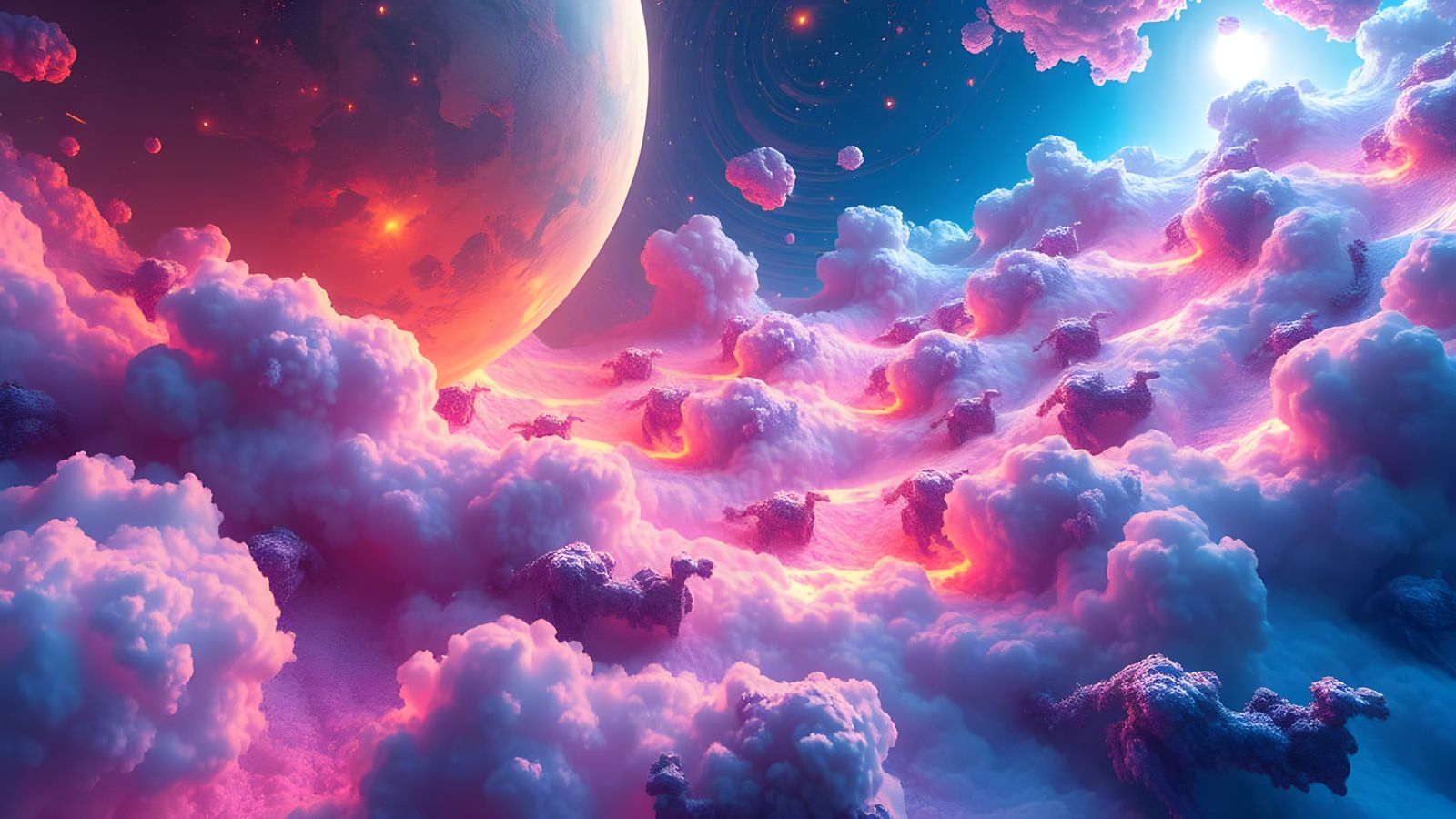 Colorful 3D Abstract of Cosmic Time and Space