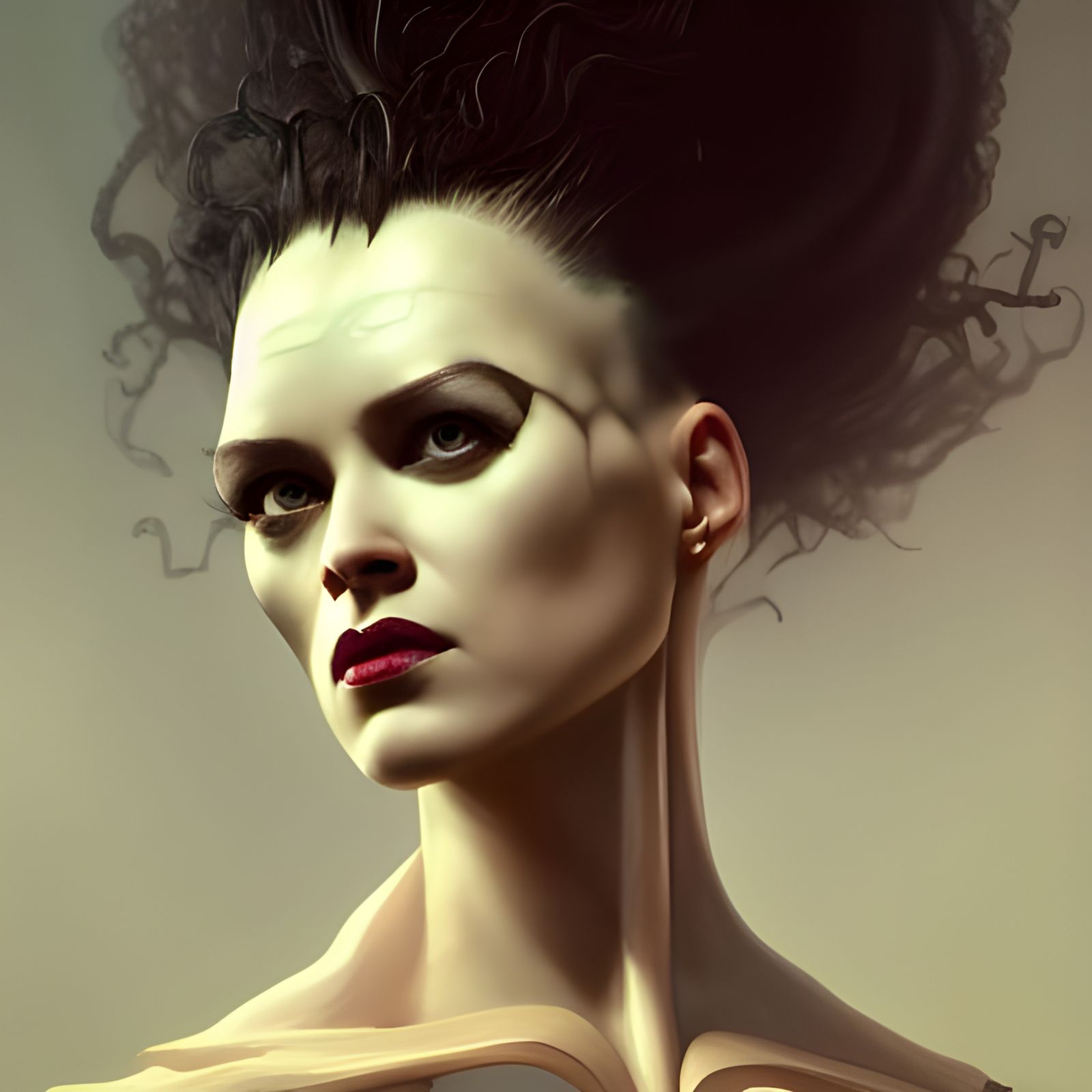 Bride of Frankenstein Portrait in Art Nouveau Style