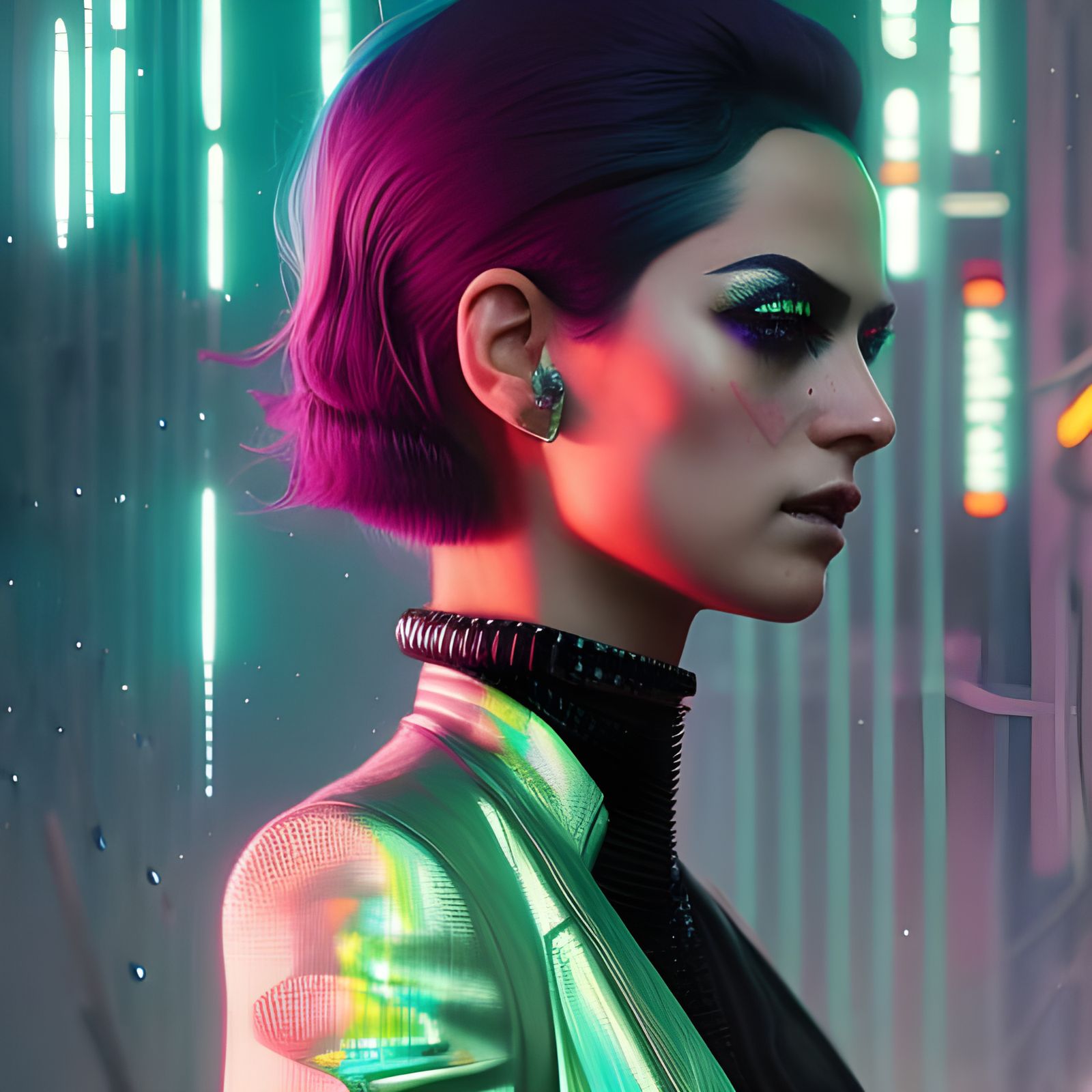 Cyberpunk Girl Portrait in Futuristic Neo-Tokyo