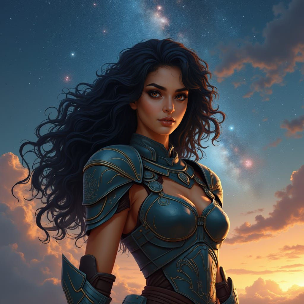 Ethereal Warrior Goddess in Twilight Galaxy