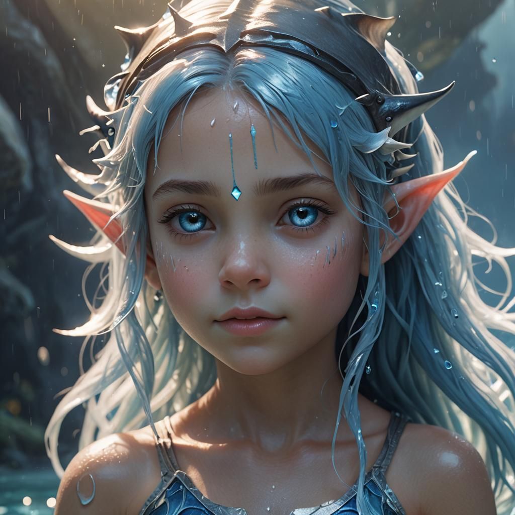 Water Elf Girl Portrait in Anime Style