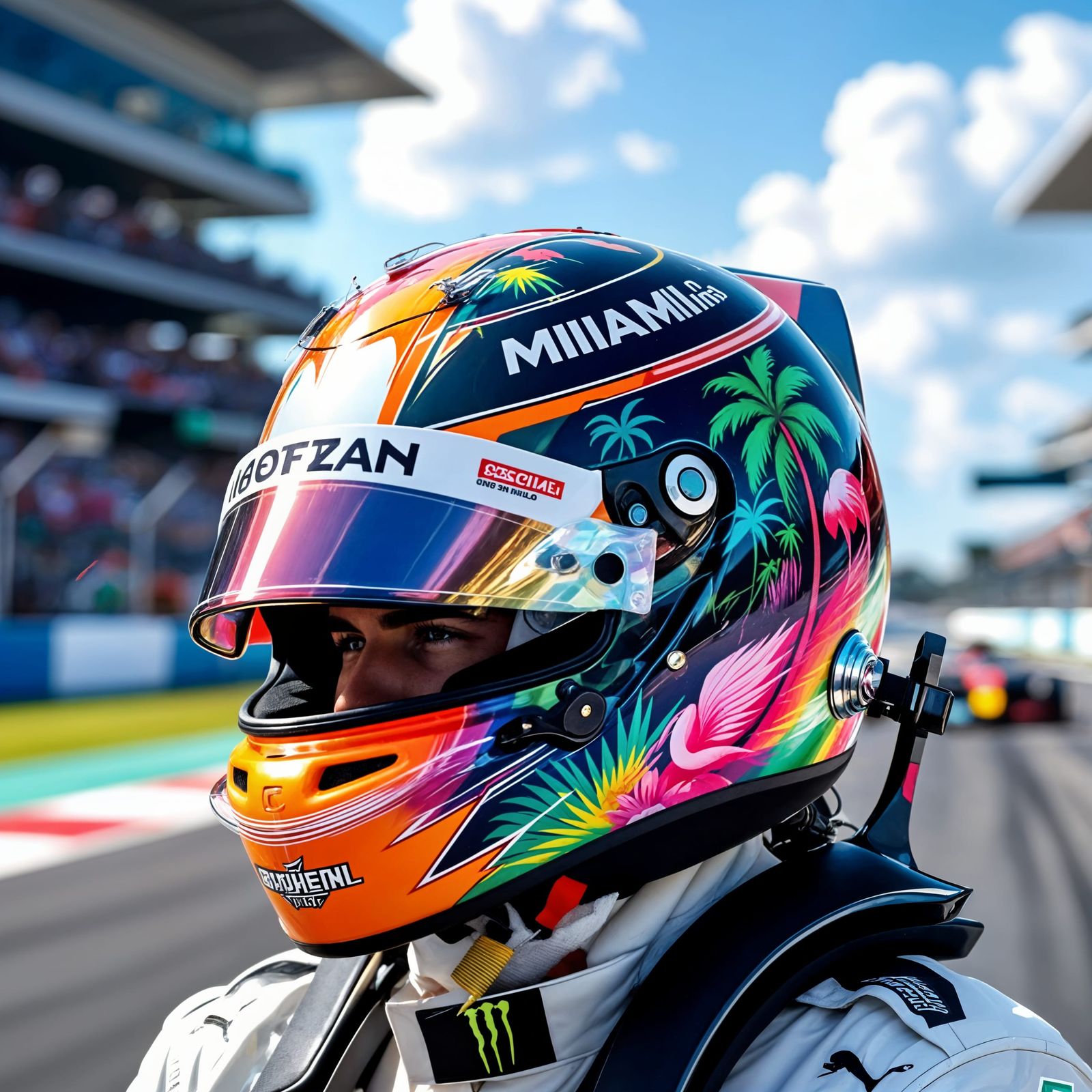 Miami Grand Prix: Airbrushed F1 Helmet in 4K