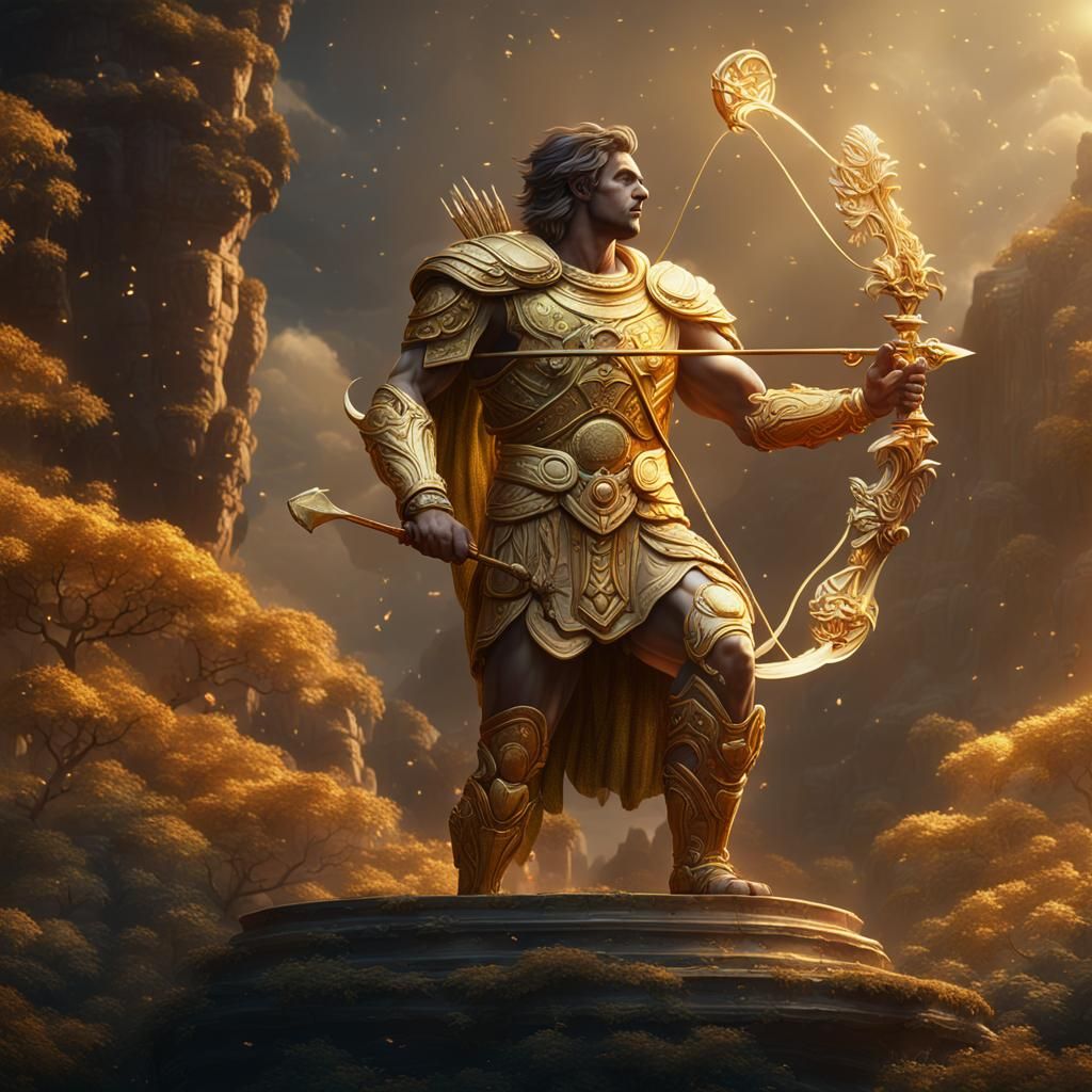 Apollo with Golden Bow: Detailed Matte Painting