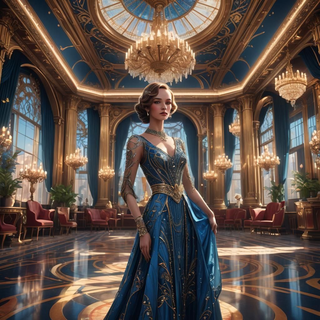 Surreal Art Deco Ballroom Concept Art