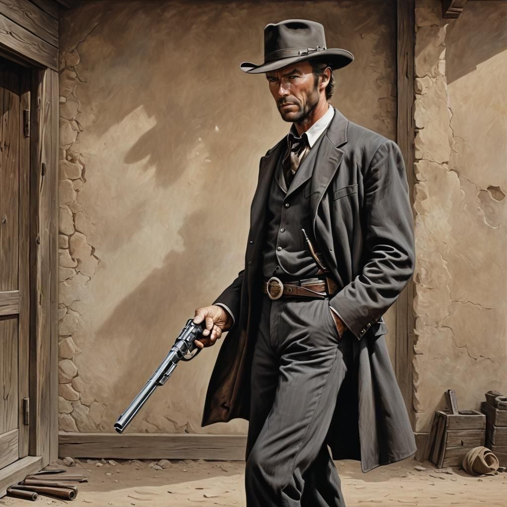 Wild West Gunslinger Portrait in Saloon