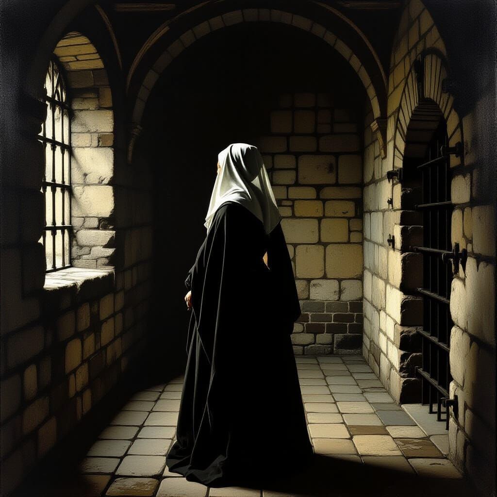 Awaiting Trial: Woman in Cell, Vermeer Style