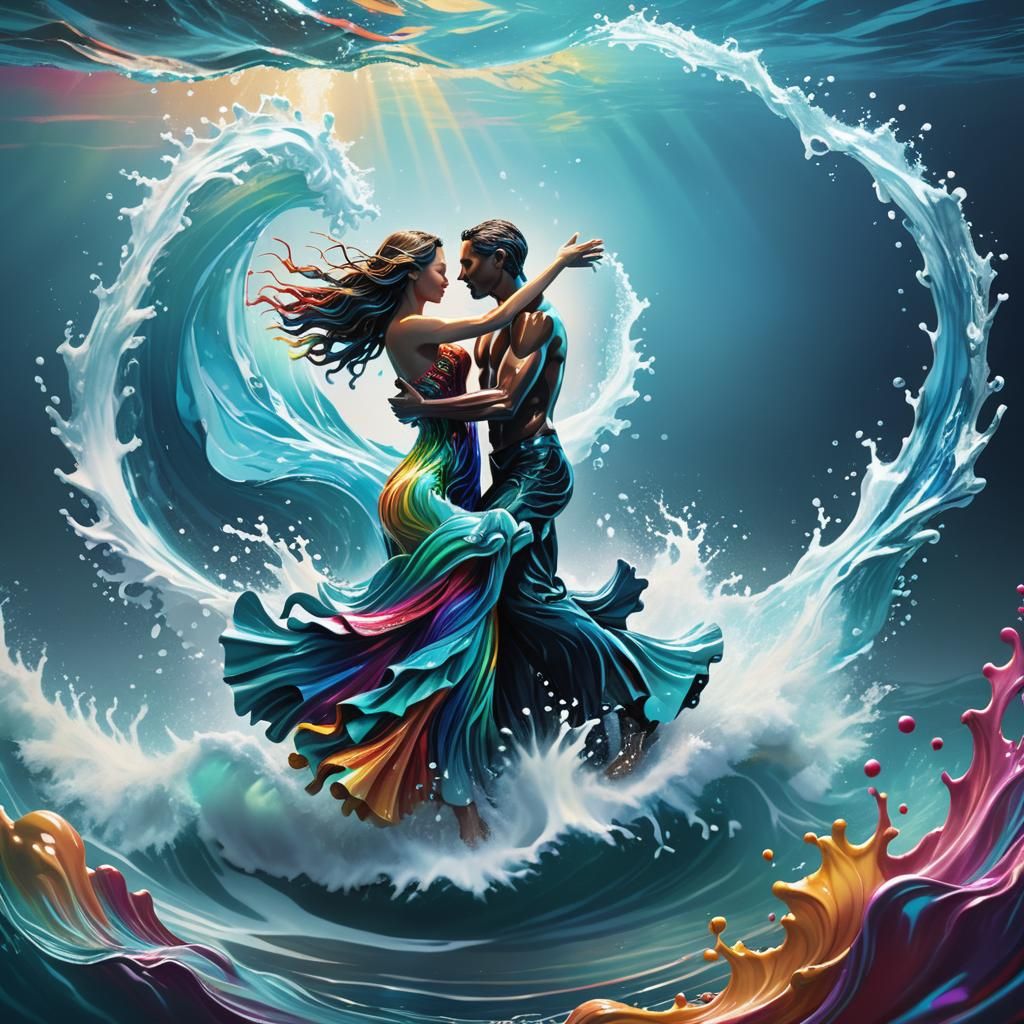 Water Elementals Dancing in Liquid World: Concept Art