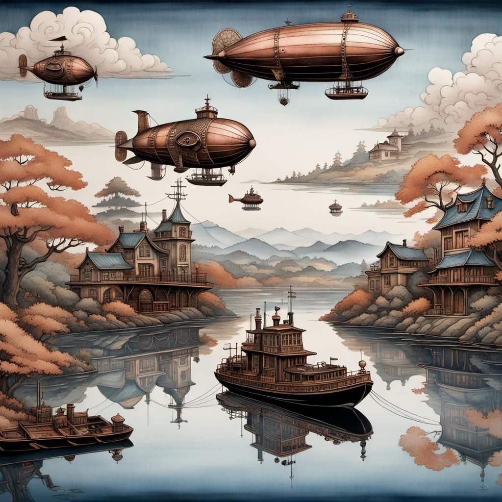 Mirror lake and a steampunk air...three