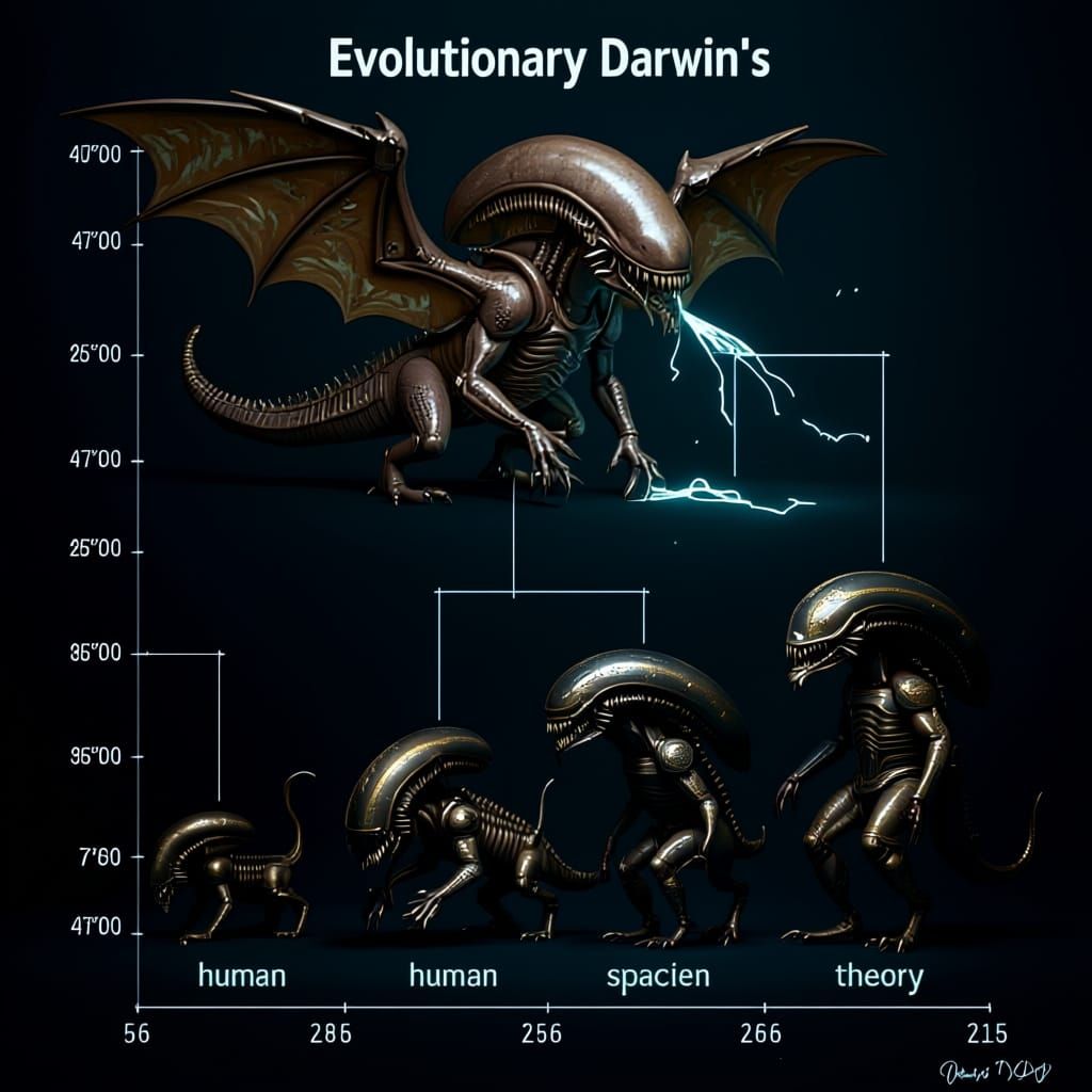 Xenomorph Dragon Fights Mountain Goat in Epic Sky Battle