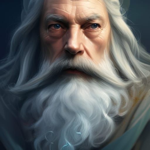Gandalf the Grey Portrait with Mechanical Bird