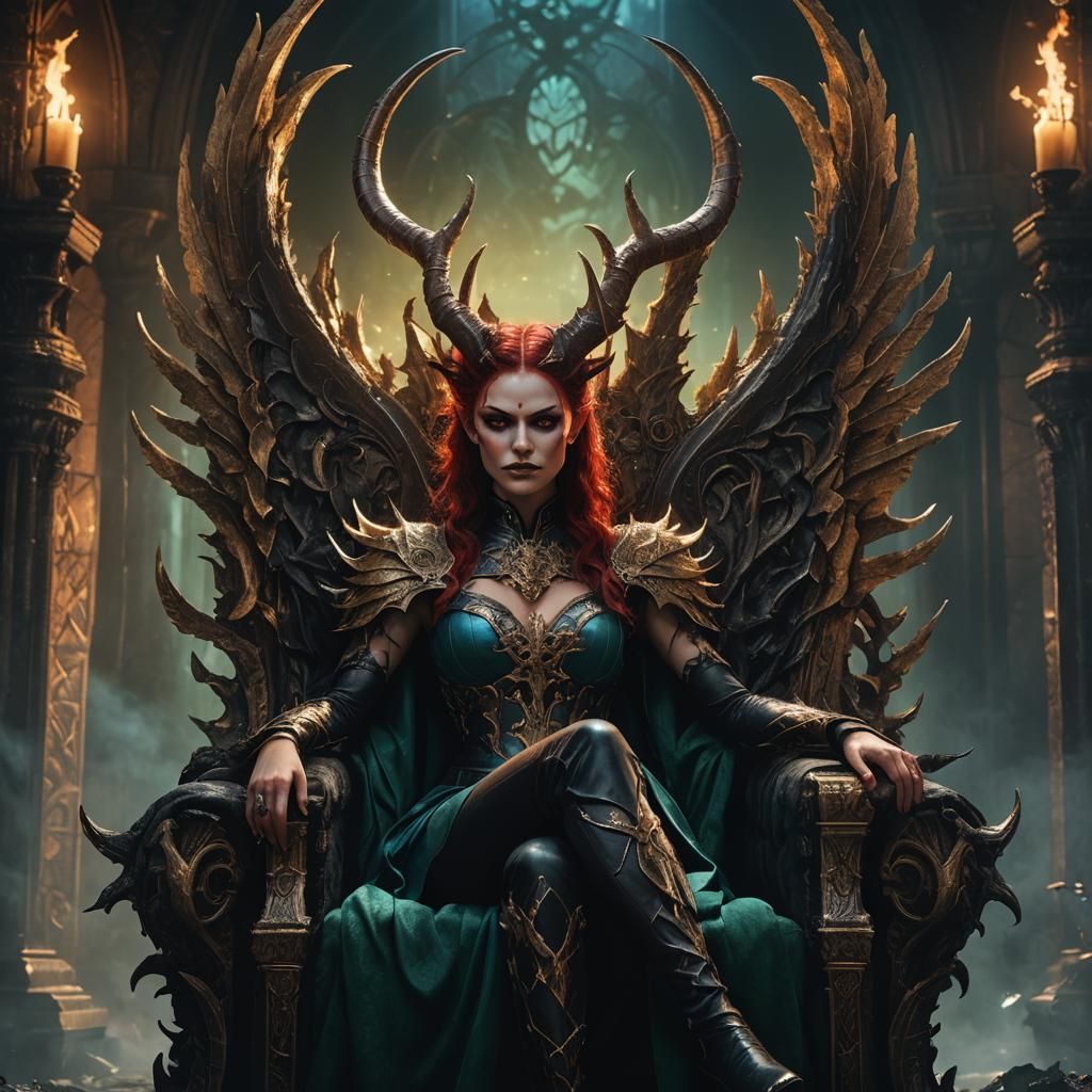 Demon Girl Portrait in Dark Fantasy Style