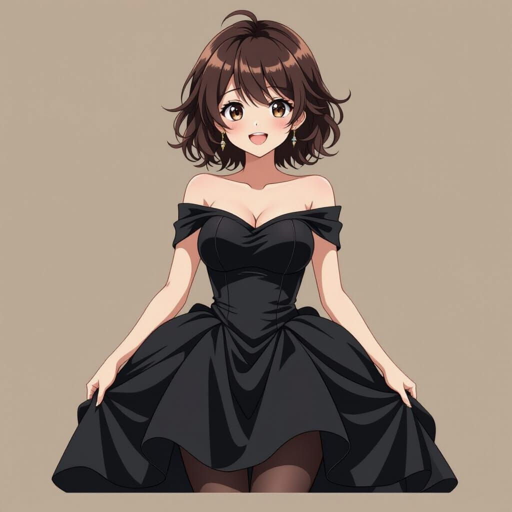 Anime Girl in Puffy Princess Dress with Dynamic Lighting