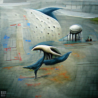 Surreal Whale Bird Concept Art