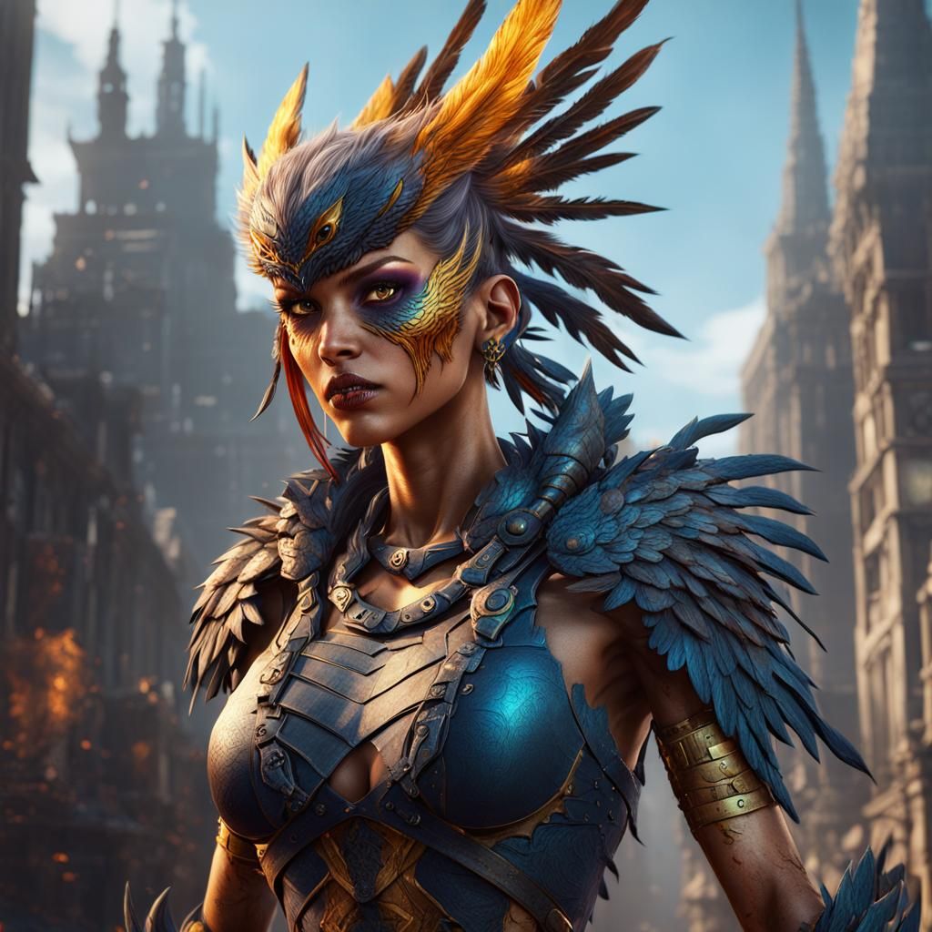 Human-Hawk Hybrid: Detailed Fantasy Concept Art