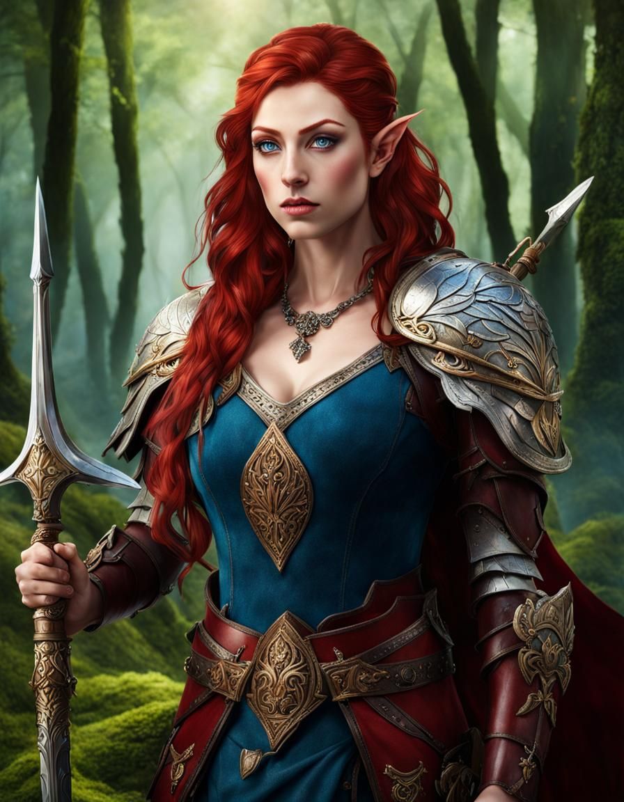 Striking Portrait of a Female Elf Huntress