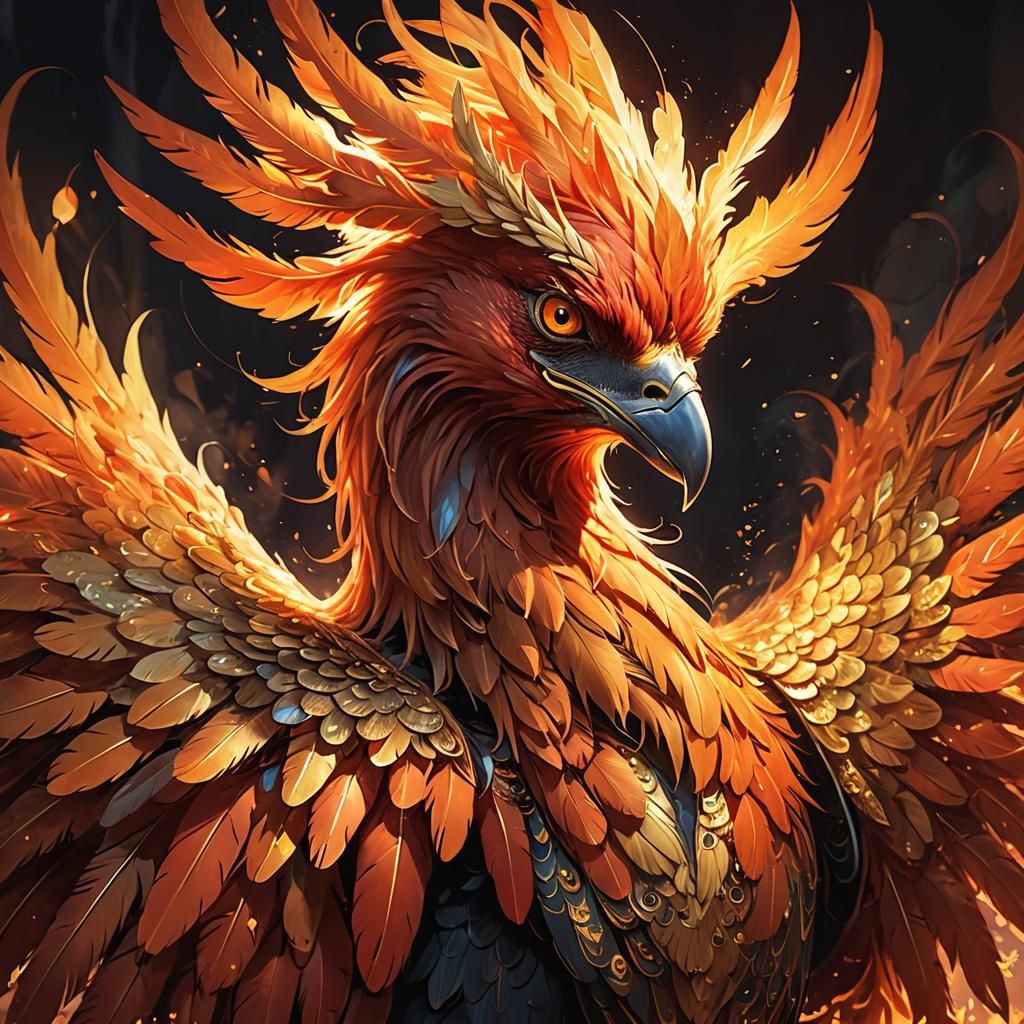Majestic Phoenix in Vibrant, Glowing Feathers